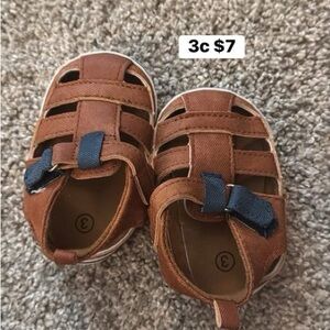 Brown Kids Sandals with Navy Accents